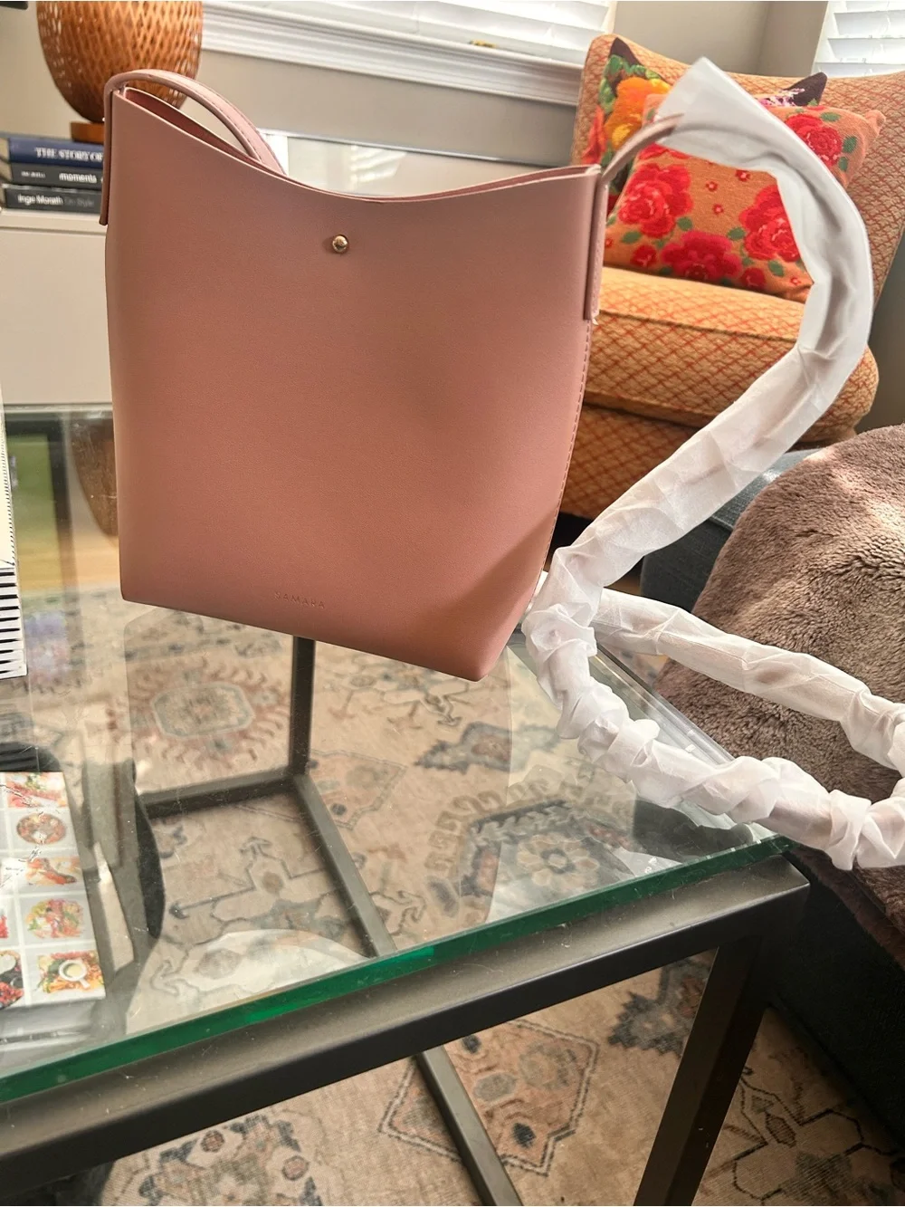 Anthropologie SAMARA Medium Shoulder Bag Peony Vegan Leather